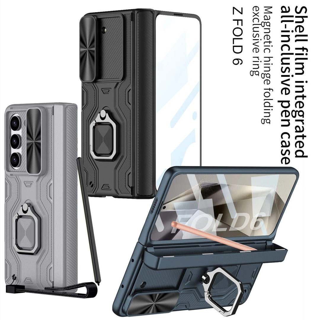 FRATO Fold 6 Collection Samsung Galaxy Z Fold 6 Armor Magnetic Hinge Camera Protection Pen Holder Stand With Film Cover