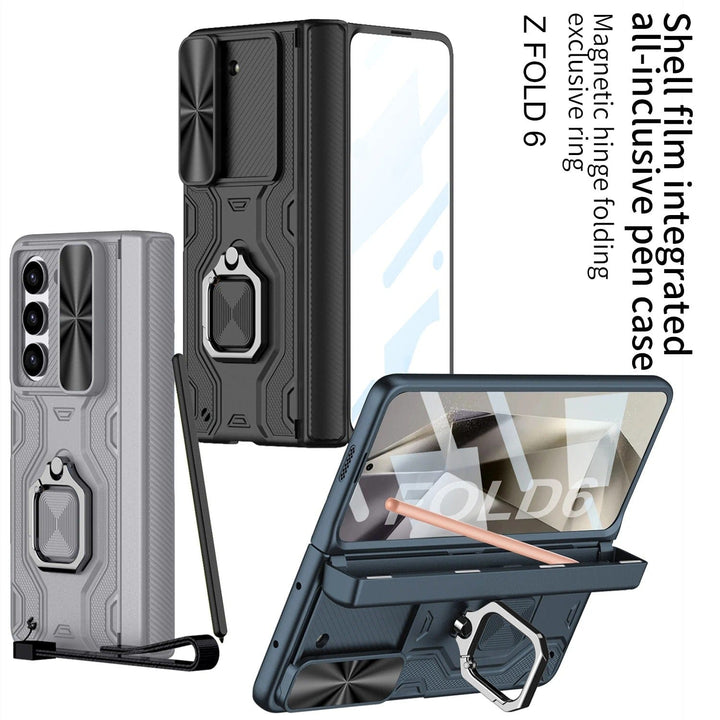 FRATO Fold 6 Collection Samsung Galaxy Z Fold 6 Armor Magnetic Hinge Camera Protection Pen Holder Stand With Film Cover