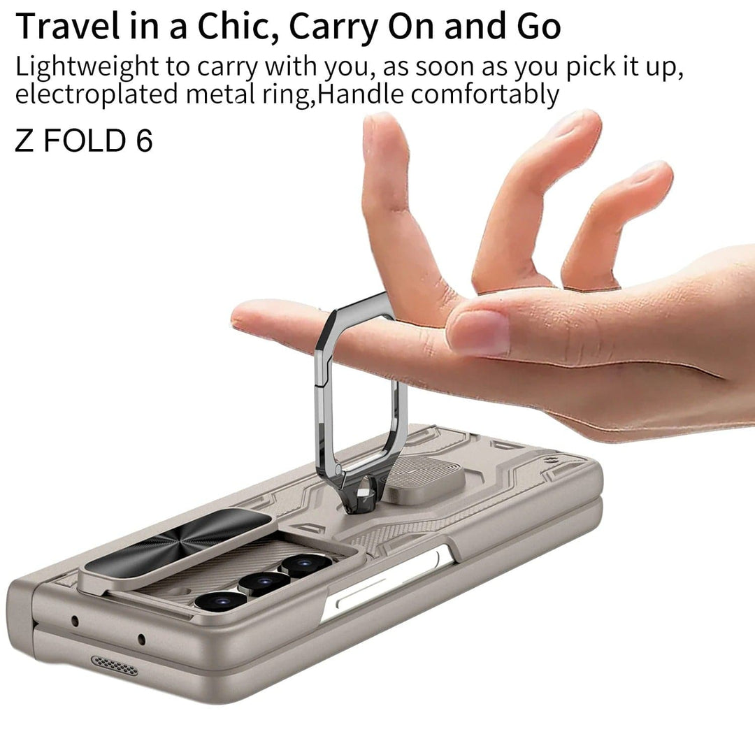 FRATO Fold 6 Collection Samsung Galaxy Z Fold 6 Armor Magnetic Hinge Camera Protection Pen Holder Stand With Film Cover