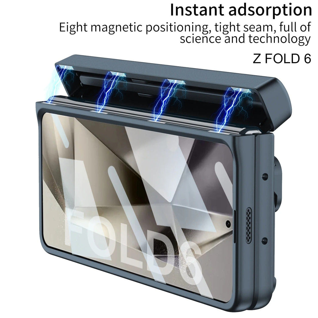 FRATO Fold 6 Collection Samsung Galaxy Z Fold 6 Armor Magnetic Hinge Camera Protection Pen Holder Stand With Film Cover