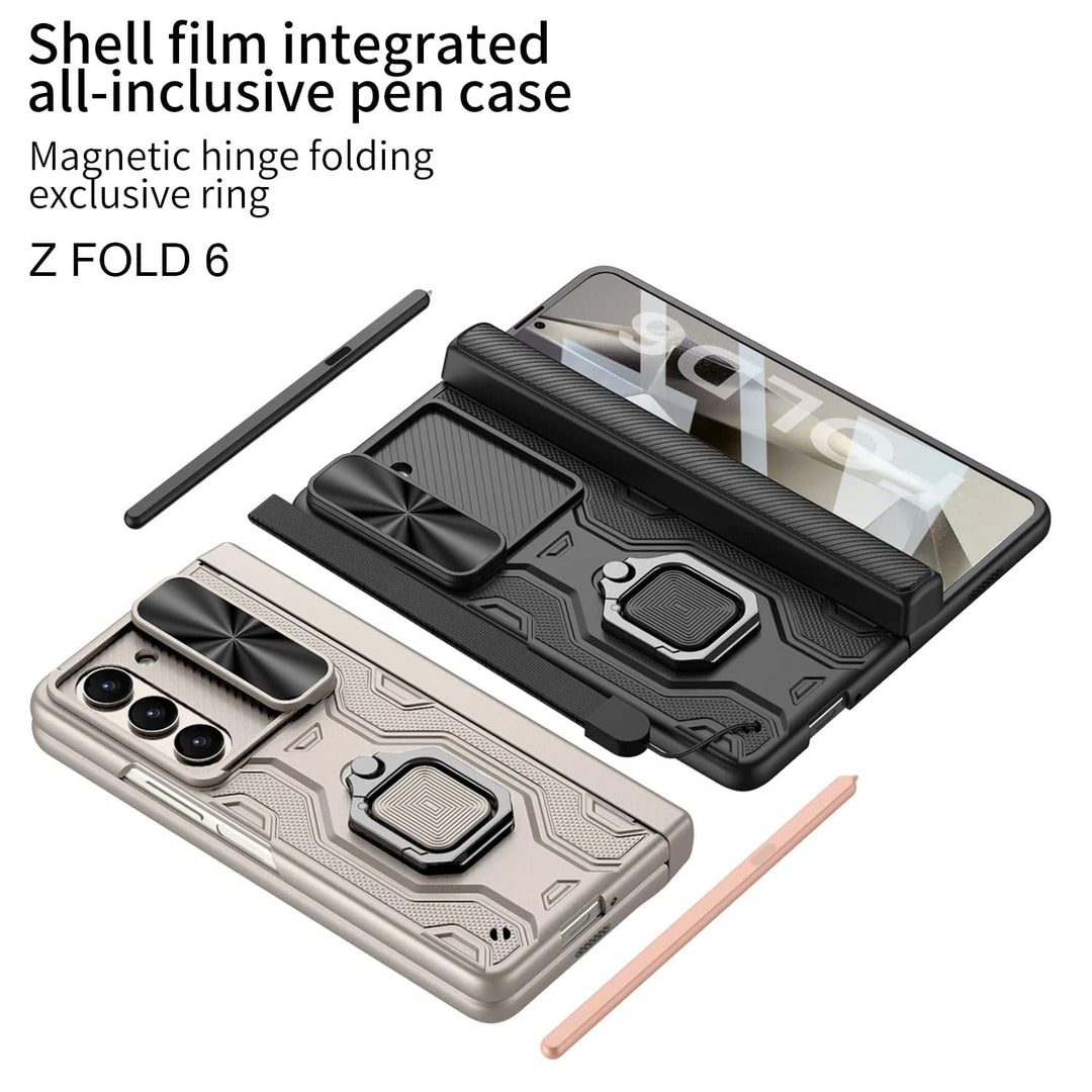 FRATO Fold 6 Collection Samsung Galaxy Z Fold 6 Armor Magnetic Hinge Camera Protection Pen Holder Stand With Film Cover