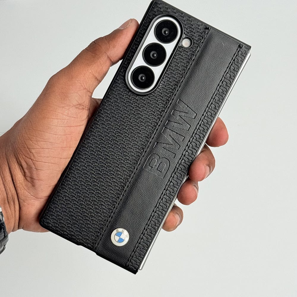 FRATO Fold 6 Collection Samsung Galaxy Z Fold 6 BMW Strip Leather Logo Case Cover