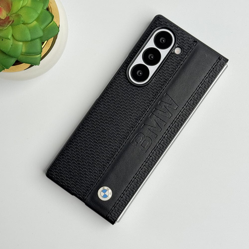 FRATO Fold 6 Collection Samsung Galaxy Z Fold 6 BMW Strip Leather Logo Case Cover
