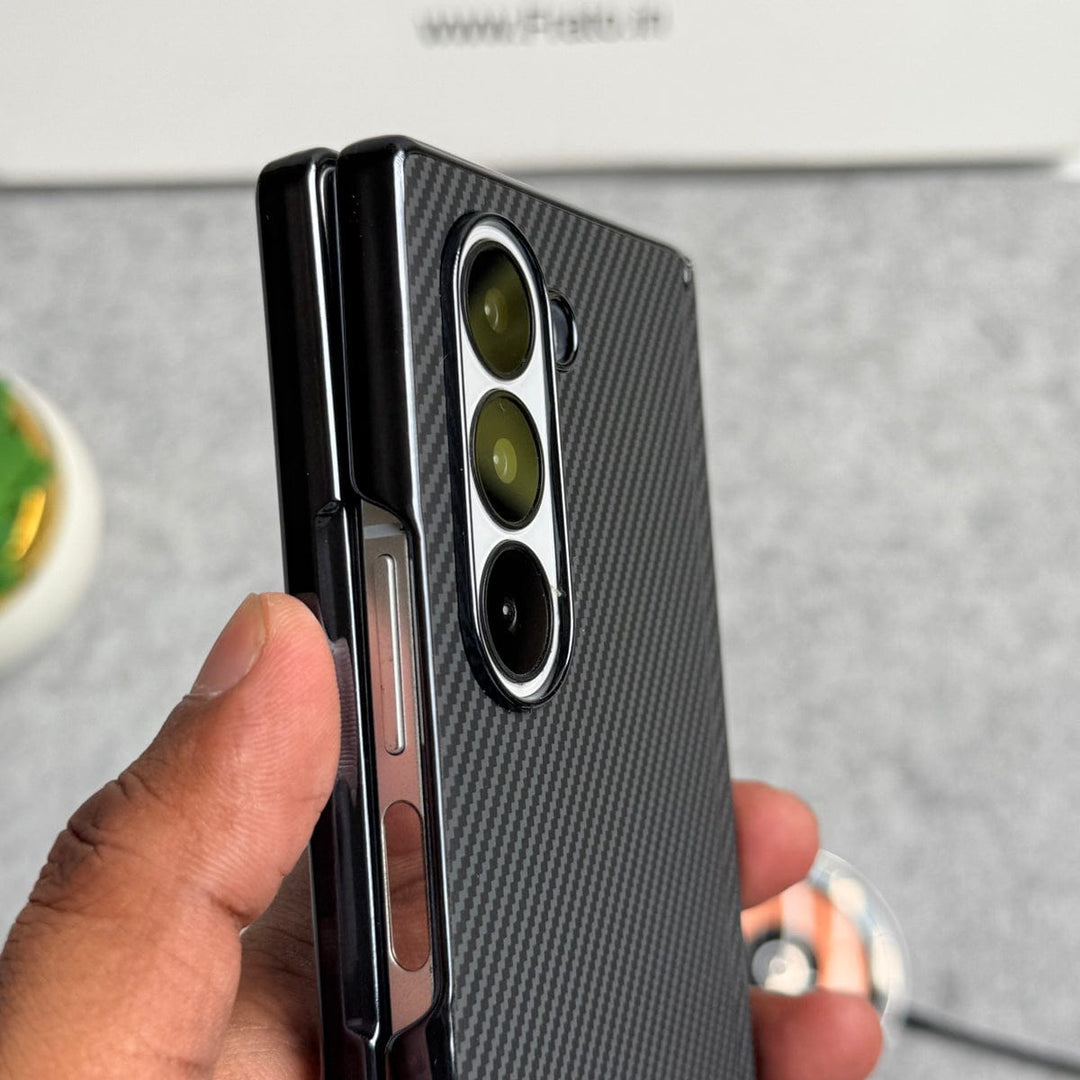 FRATO Fold 6 Collection Samsung Galaxy Z Fold 6 Carbon Fiber Hinge Protection Case With Front Glass Protection
