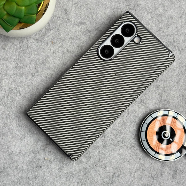 FRATO Fold 6 Collection Samsung Galaxy Z Fold 6 Carbon Fiber Hinge Protection Case With Front Glass Protection