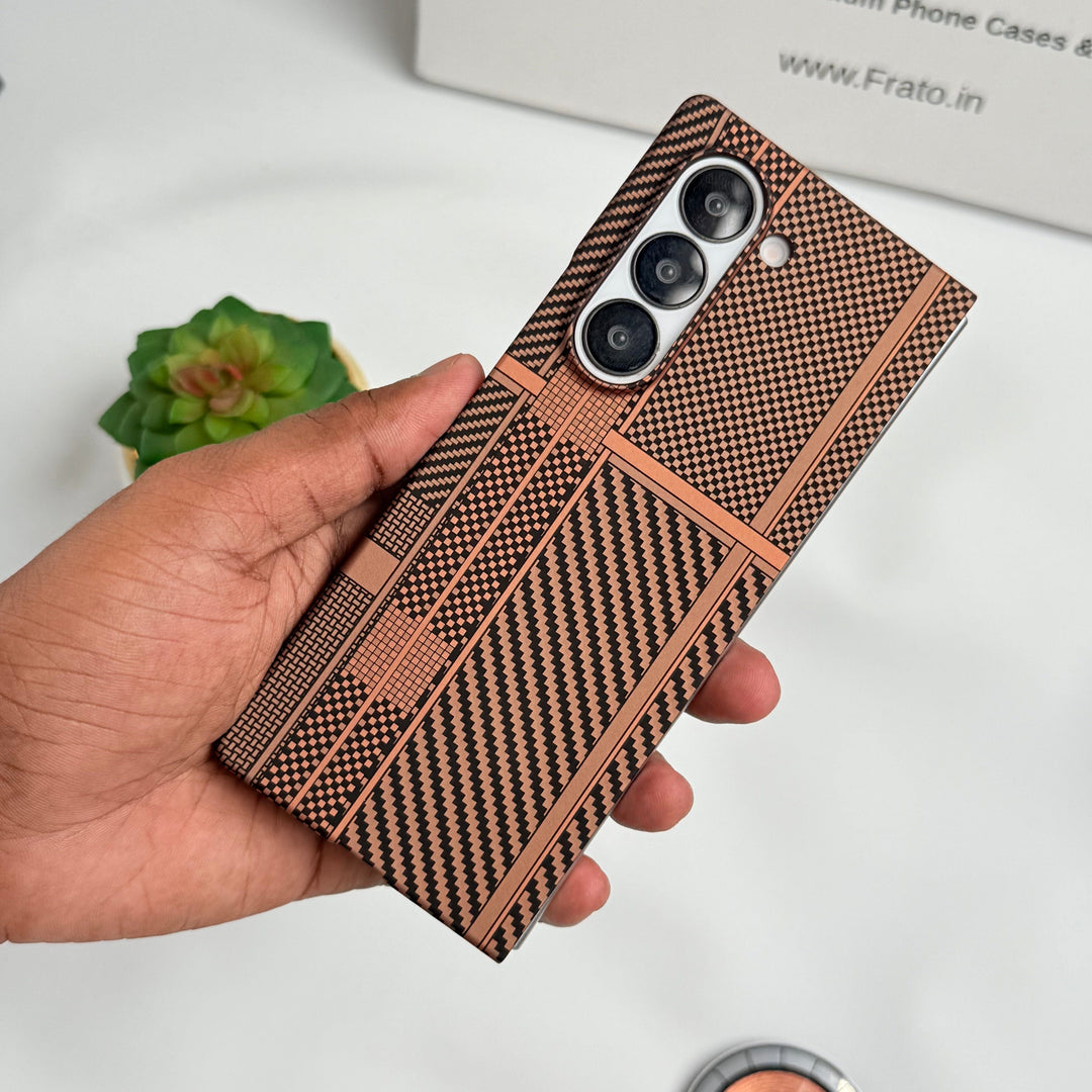 FRATO Fold 6 Collection Samsung Galaxy Z Fold 6 Carbon Fiber Texture Aramid Design Hard Pc MagSafe Case Cover