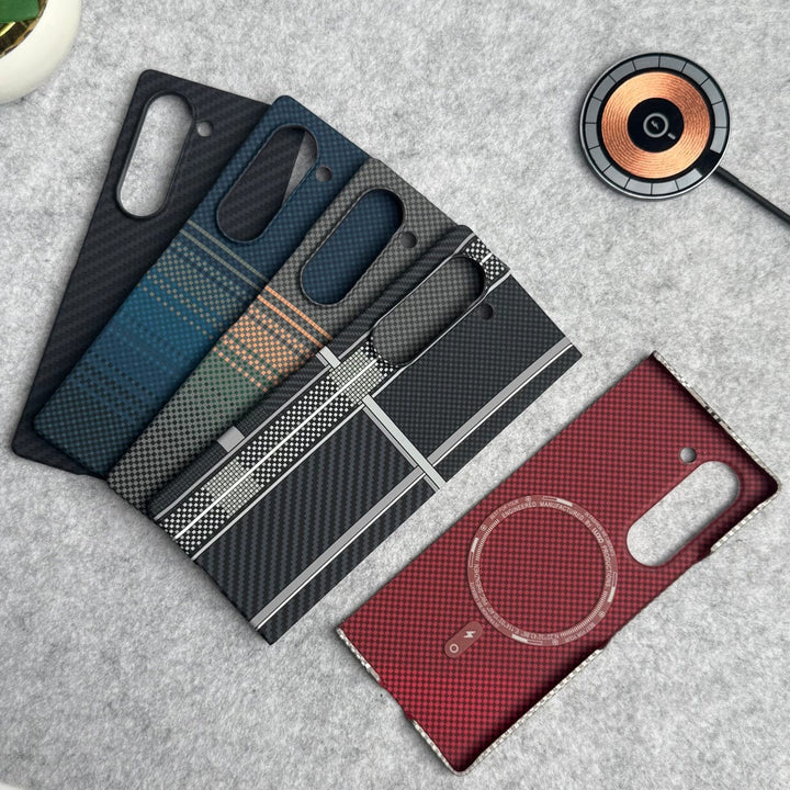 FRATO Fold 6 Collection Samsung Galaxy Z Fold 6 Carbon Fiber Texture Aramid Design Hard Pc MagSafe Case Cover