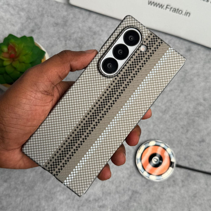 FRATO Fold 6 Collection Samsung Galaxy Z Fold 6 Carbon Fiber Texture Aramid Design Hard Pc MagSafe Case Cover