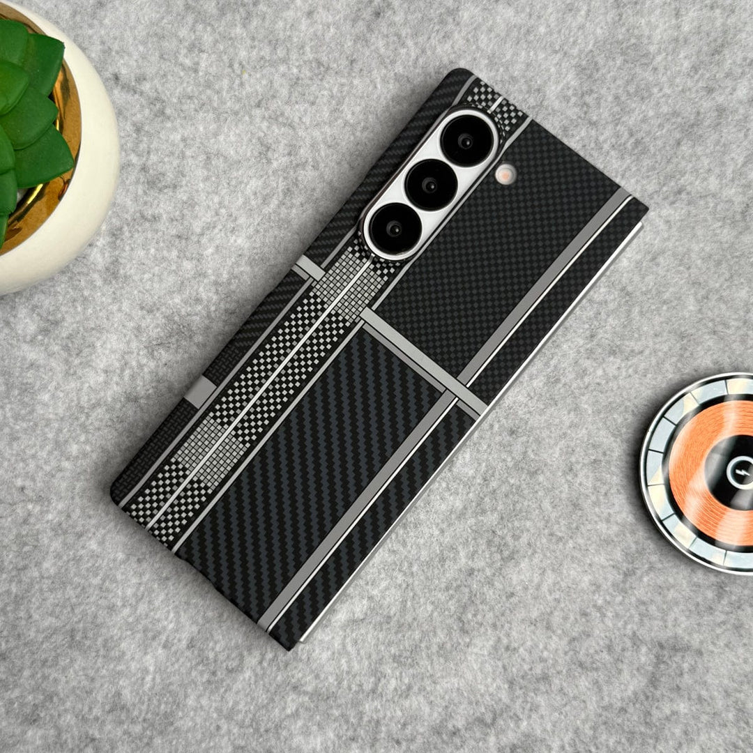 FRATO Fold 6 Collection Samsung Galaxy Z Fold 6 Carbon Fiber Texture Aramid Design Hard Pc MagSafe Case Cover