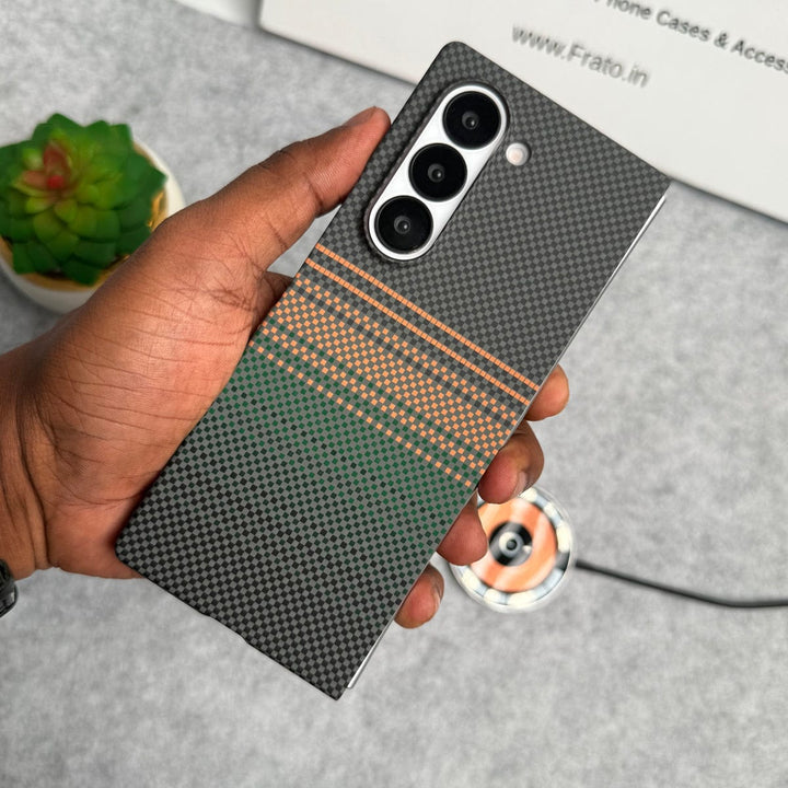 FRATO Fold 6 Collection Samsung Galaxy Z Fold 6 Carbon Fiber Texture Aramid Design Hard Pc MagSafe Case Cover