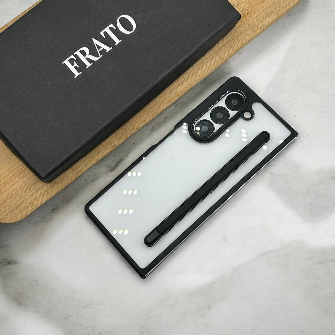 FRATO Fold 6 Collection Samsung Galaxy Z Fold 6 Clear Transparent Case With S-Pen Holder