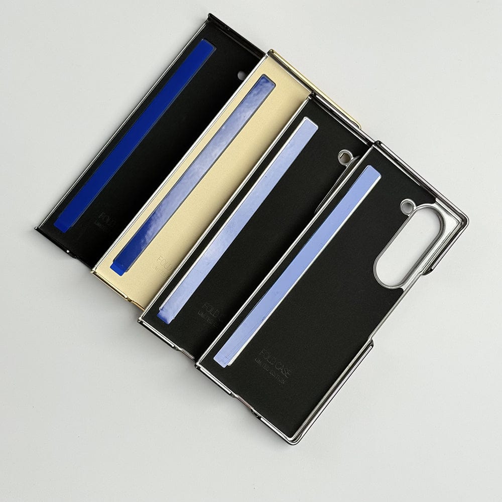 FRATO Fold 6 Collection Samsung Galaxy Z Fold 6 Electroplated Chrome Leather Cover With Front Glass