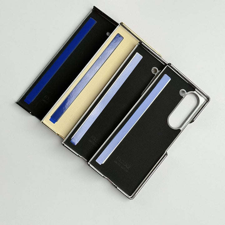 FRATO Fold 6 Collection Samsung Galaxy Z Fold 6 Electroplated Chrome Leather Cover With Front Glass