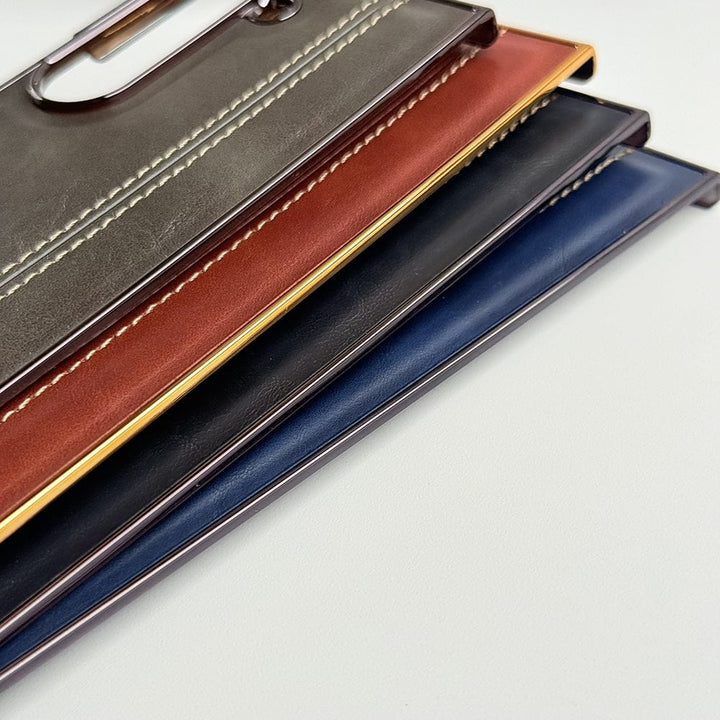 FRATO Fold 6 Collection Samsung Galaxy Z Fold 6 Electroplated Chrome Leather Cover With Front Glass