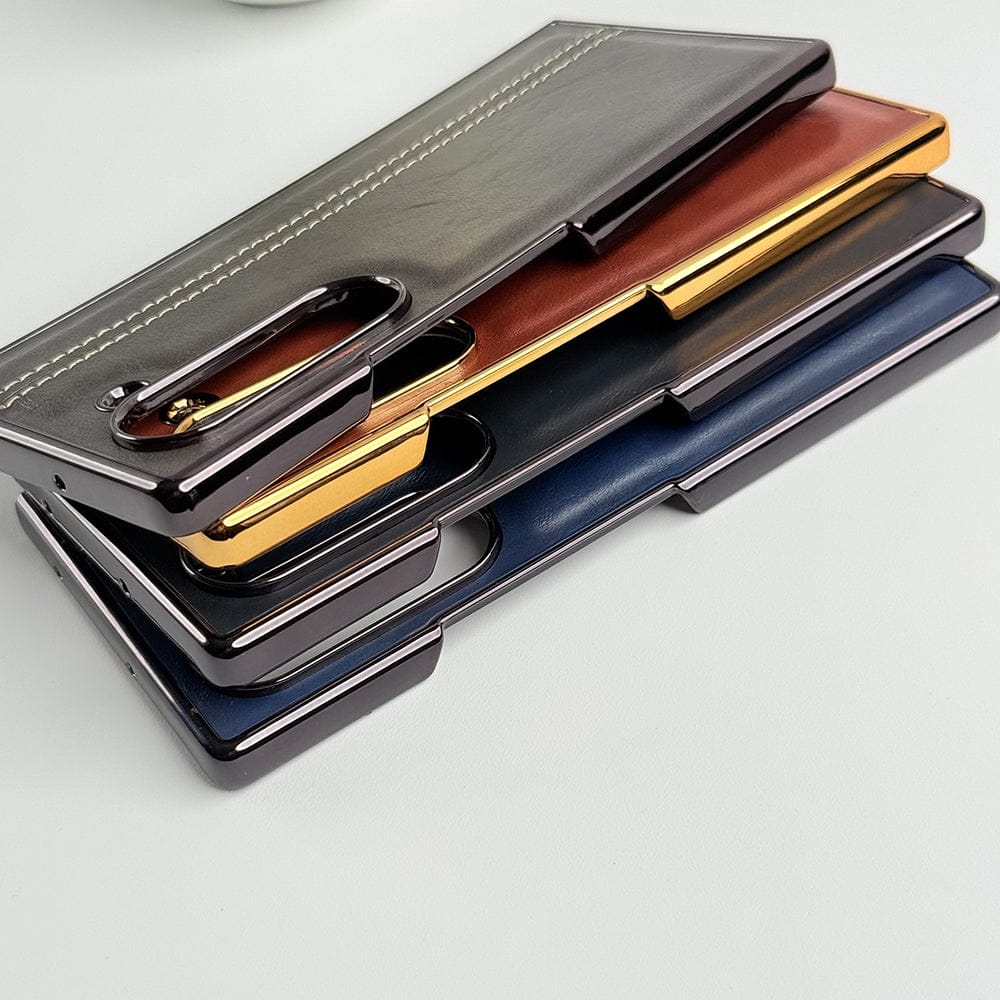 FRATO Fold 6 Collection Samsung Galaxy Z Fold 6 Electroplated Chrome Leather Cover With Front Glass