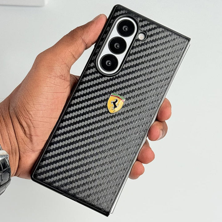 FRATO Fold 6 Collection Samsung Galaxy Z Fold 6 FR Sports Car Logo Carbon Fiber Texture Case Cover