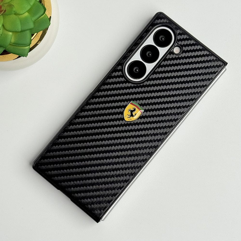 FRATO Fold 6 Collection Samsung Galaxy Z Fold 6 FR Sports Car Logo Carbon Fiber Texture Case Cover
