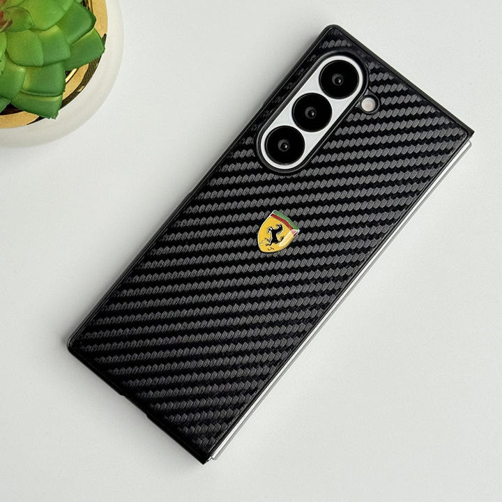 FRATO Fold 6 Collection Samsung Galaxy Z Fold 6 FR Sports Car Logo Carbon Fiber Texture Case Cover