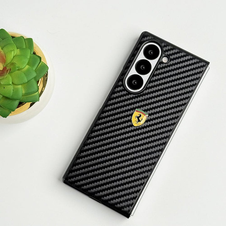 FRATO Fold 6 Collection Samsung Galaxy Z Fold 6 FR Sports Car Logo Carbon Fiber Texture Case Cover