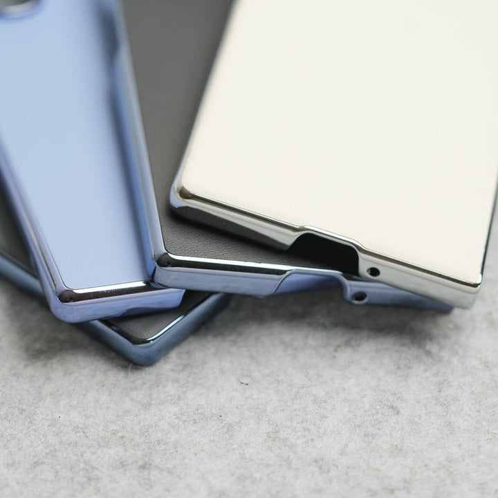 FRATO Fold 6 Collection Samsung Galaxy Z Fold 6 Glossy Chrome Plated PU Leather Skin Case Cover