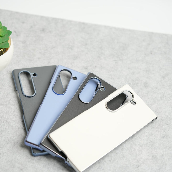 FRATO Fold 6 Collection Samsung Galaxy Z Fold 6 Glossy Chrome Plated PU Leather Skin Case Cover