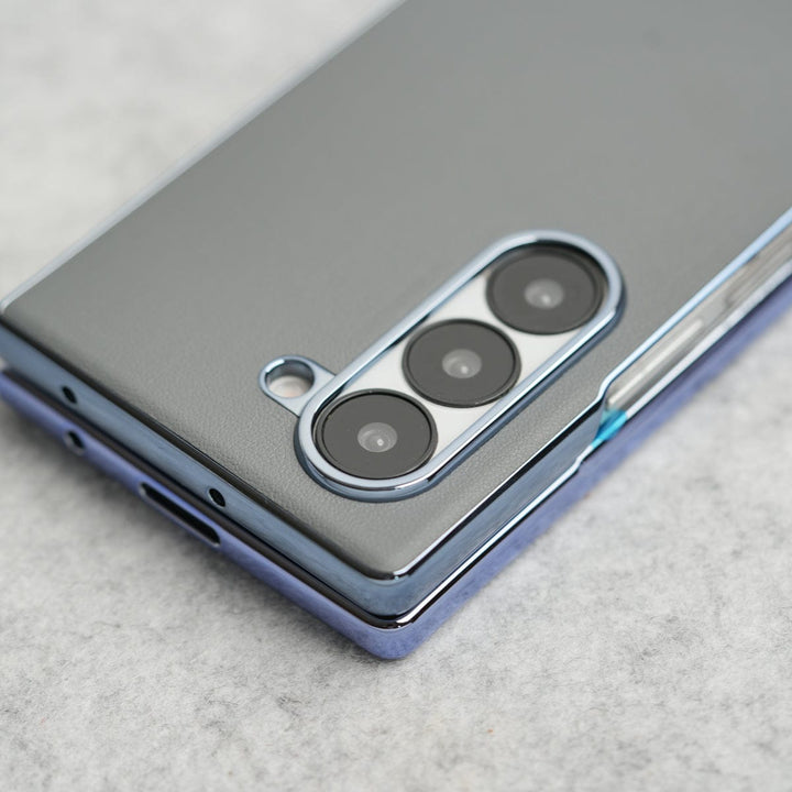 FRATO Fold 6 Collection Samsung Galaxy Z Fold 6 Glossy Chrome Plated PU Leather Skin Case Cover