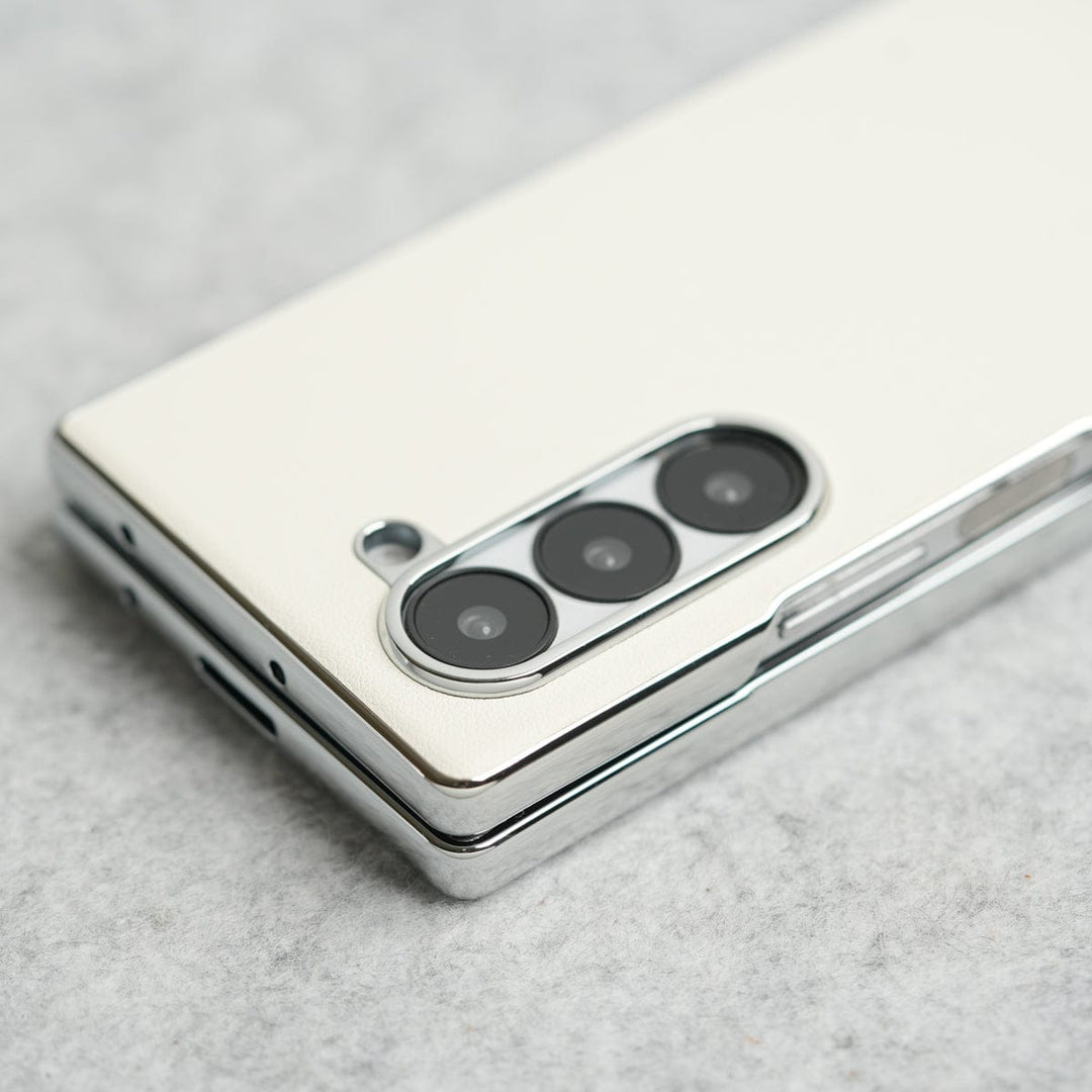 FRATO Fold 6 Collection Samsung Galaxy Z Fold 6 Glossy Chrome Plated PU Leather Skin Case Cover