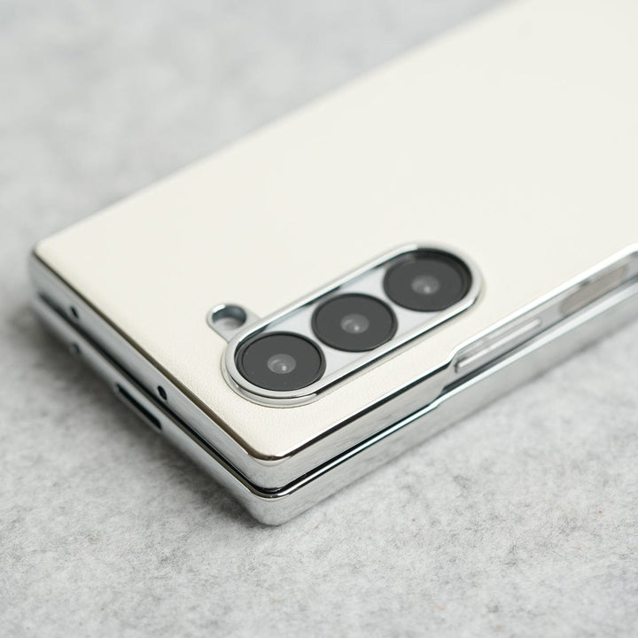 FRATO Fold 6 Collection Samsung Galaxy Z Fold 6 Glossy Chrome Plated PU Leather Skin Case Cover