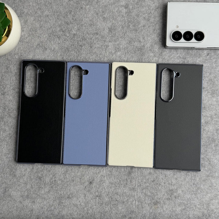 FRATO Fold 6 Collection Samsung Galaxy Z Fold 6 Glossy Chrome Plated PU Leather Skin Case Cover