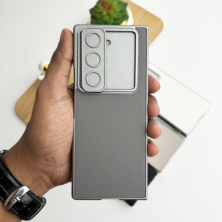 FRATO Fold 6 Collection Samsung Galaxy Z Fold 6 Leather Cover With Camera Protective Shetter