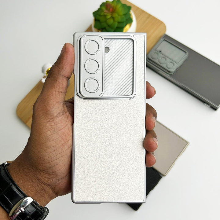 FRATO Fold 6 Collection Samsung Galaxy Z Fold 6 Leather Cover With Camera Protective Shetter