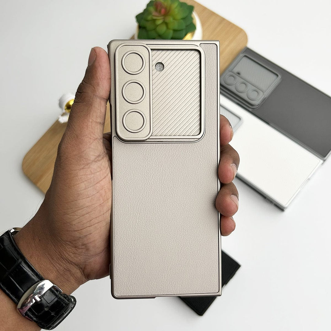 FRATO Fold 6 Collection Samsung Galaxy Z Fold 6 Leather Cover With Camera Protective Shetter