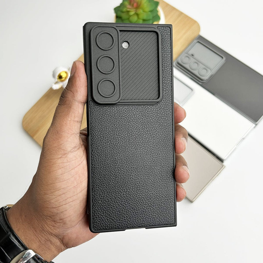 FRATO Fold 6 Collection Samsung Galaxy Z Fold 6 Leather Cover With Camera Protective Shetter