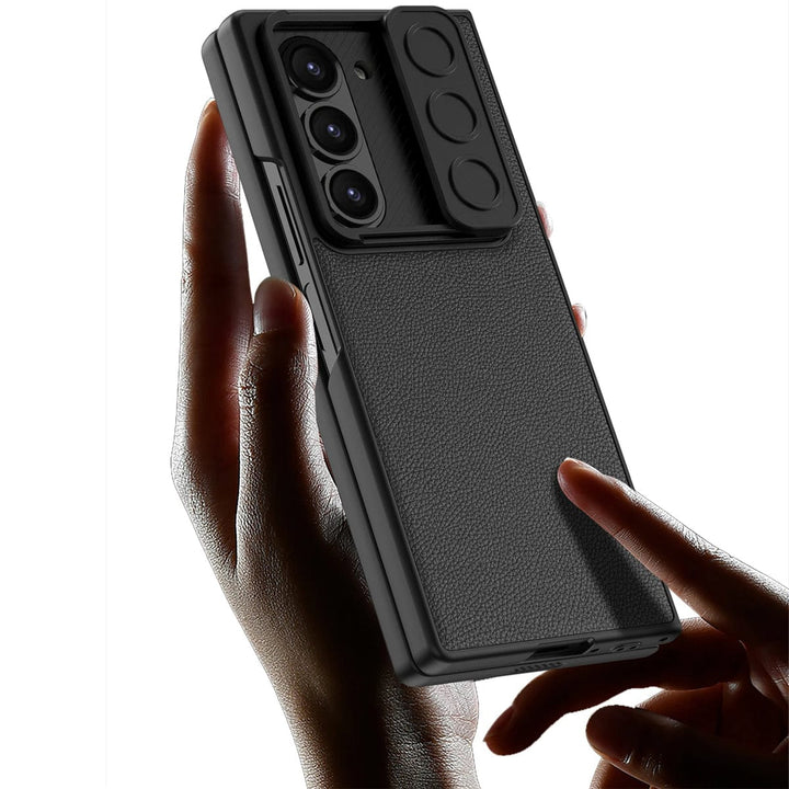 FRATO Fold 6 Collection Samsung Galaxy Z Fold 6 Leather Cover With Camera Protective Shetter