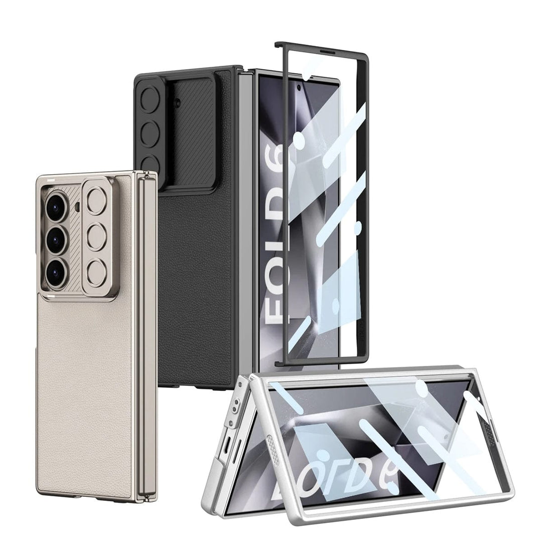 FRATO Fold 6 Collection Samsung Galaxy Z Fold 6 Leather Cover With Camera Protective Shetter