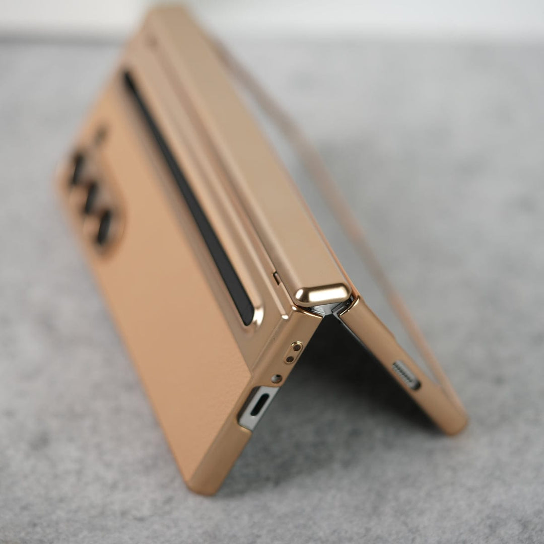 FRATO Fold 6 Collection Samsung Galaxy Z Fold 6 Leather Plating front Glass Protection Hinge Case Folding Cover