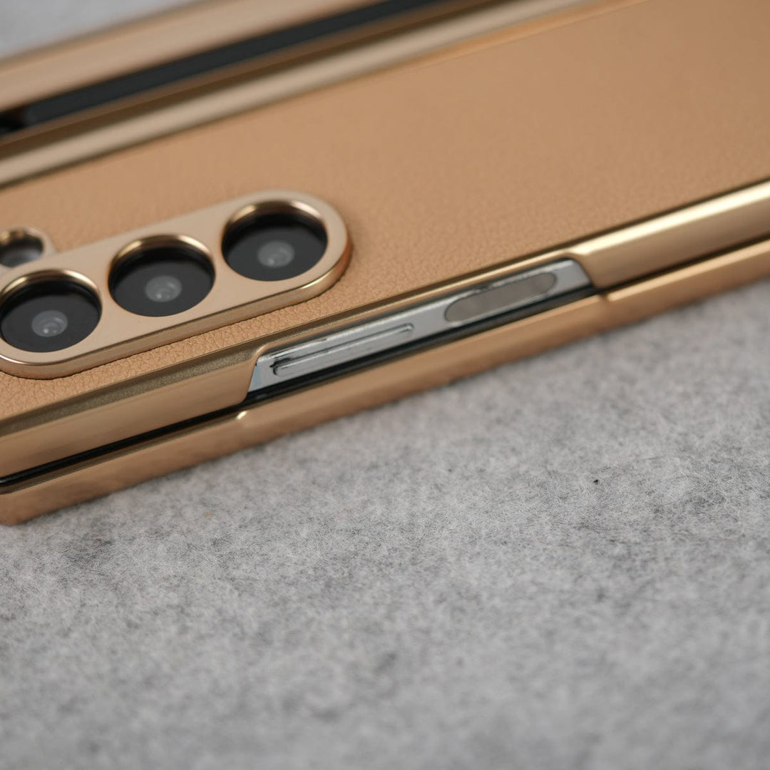 FRATO Fold 6 Collection Samsung Galaxy Z Fold 6 Leather Plating front Glass Protection Hinge Case Folding Cover