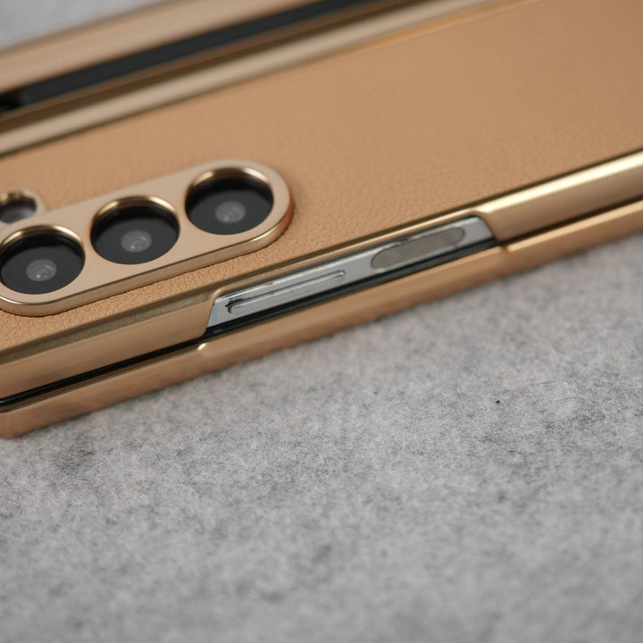 FRATO Fold 6 Collection Samsung Galaxy Z Fold 6 Leather Plating front Glass Protection Hinge Case Folding Cover