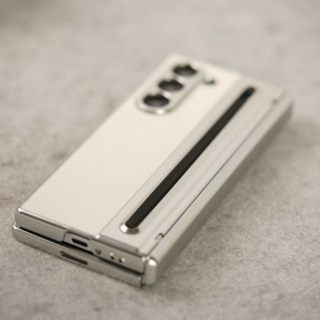 FRATO Fold 6 Collection Samsung Galaxy Z Fold 6 Leather Plating front Glass Protection Hinge Case Folding Cover