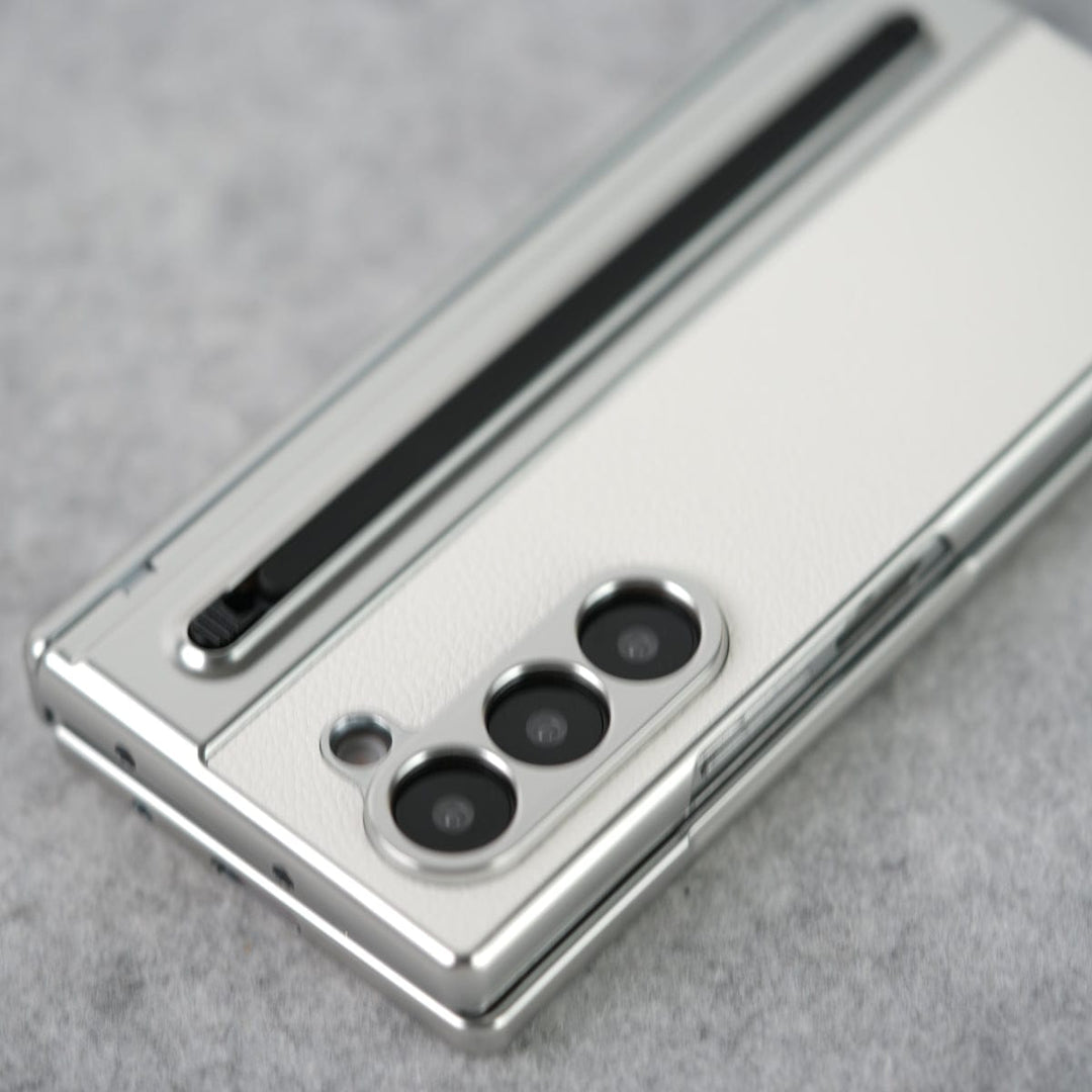 FRATO Fold 6 Collection Samsung Galaxy Z Fold 6 Leather Plating front Glass Protection Hinge Case Folding Cover