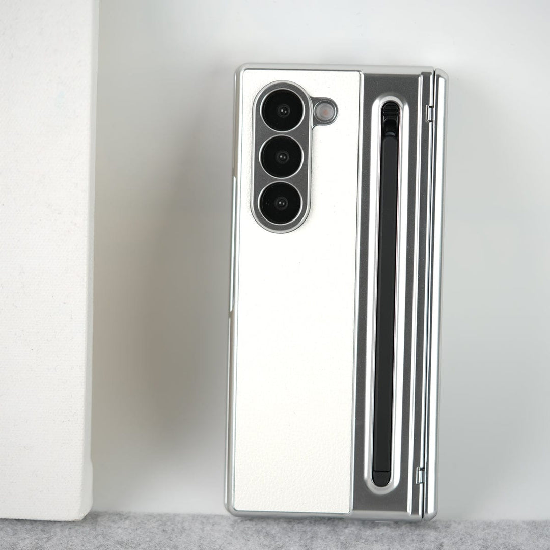 FRATO Fold 6 Collection Samsung Galaxy Z Fold 6 Leather Plating front Glass Protection Hinge Case Folding Cover