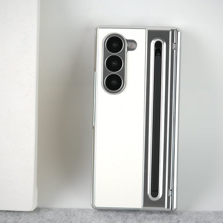FRATO Fold 6 Collection Samsung Galaxy Z Fold 6 Leather Plating front Glass Protection Hinge Case Folding Cover
