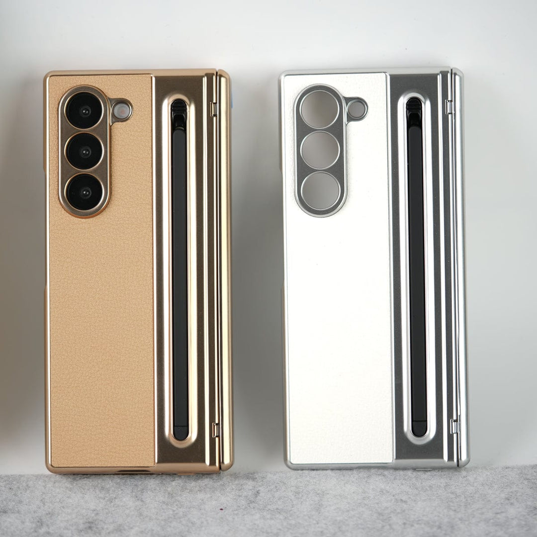 FRATO Fold 6 Collection Samsung Galaxy Z Fold 6 Leather Plating front Glass Protection Hinge Case Folding Cover
