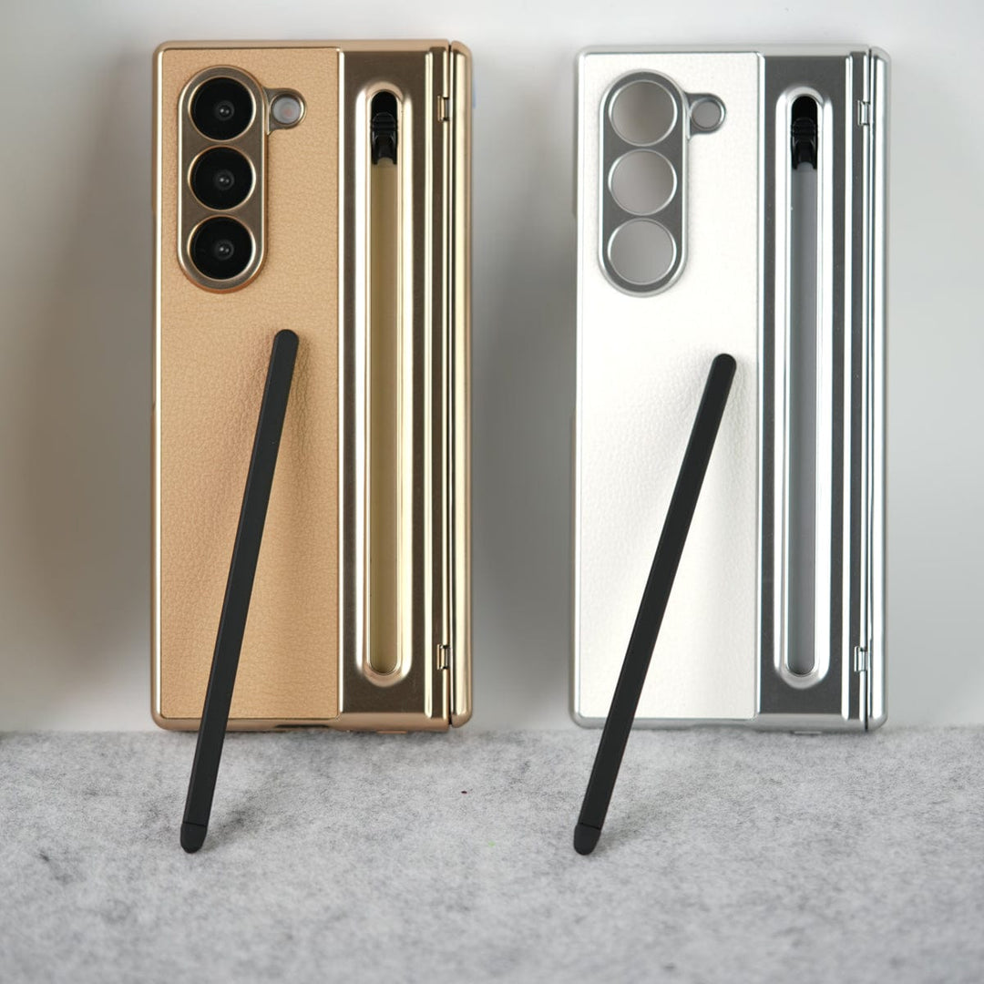 FRATO Fold 6 Collection Samsung Galaxy Z Fold 6 Leather Plating front Glass Protection Hinge Case Folding Cover