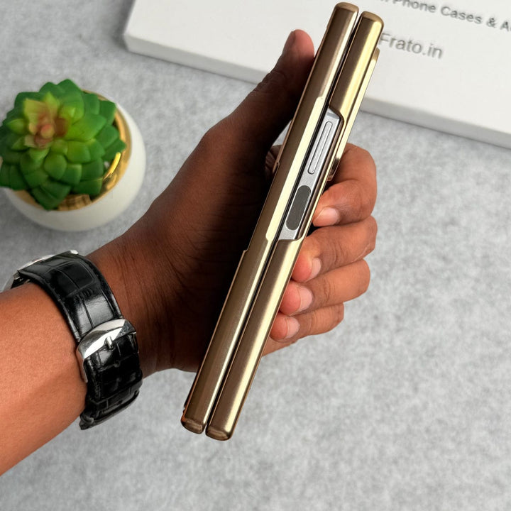 FRATO Fold 6 Collection Samsung Galaxy Z Fold 6 Leather Plating front Glass Protection Hinge Case Folding Cover