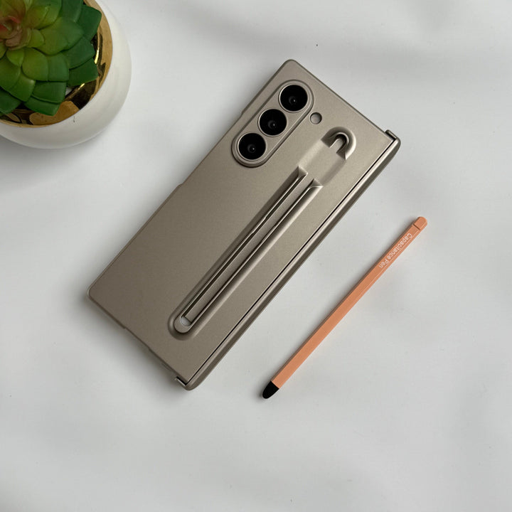 FRATO Fold 6 Collection Samsung Galaxy Z Fold 6 Metal S-Pen front Glass Protection Hinge Case Folding Cover Golden