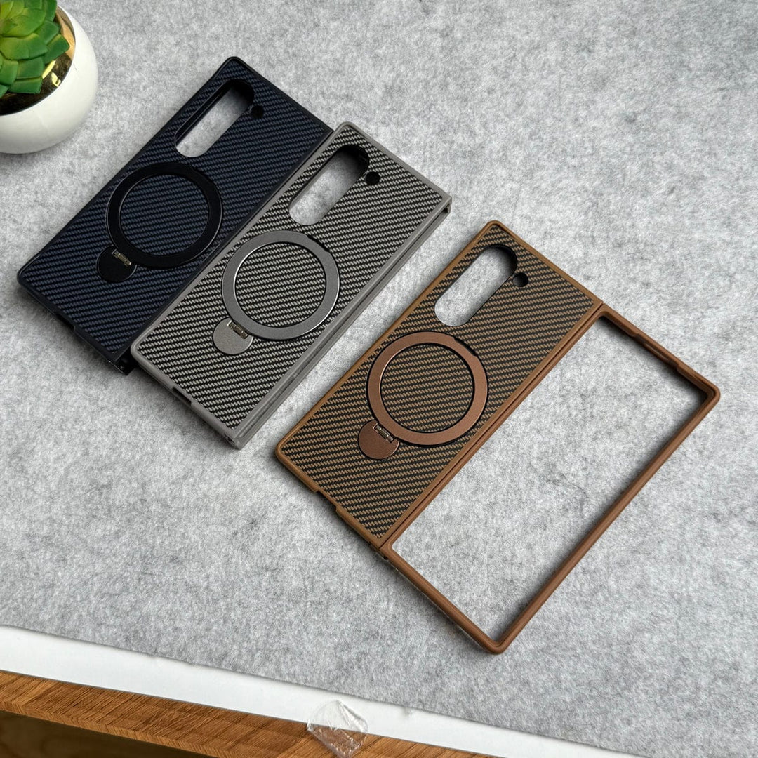 FRATO Fold 6 Collection Samsung Galaxy Z fold 6 Premium Carbon Fiber Texture MagSafe Magnetic Stand Case Cover