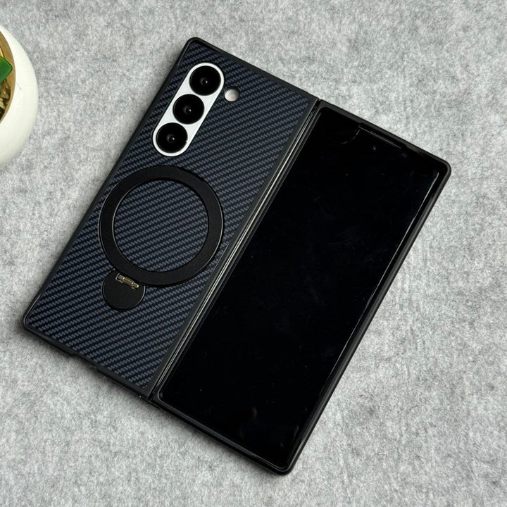 FRATO Fold 6 Collection Samsung Galaxy Z fold 6 Premium Carbon Fiber Texture MagSafe Magnetic Stand Case Cover