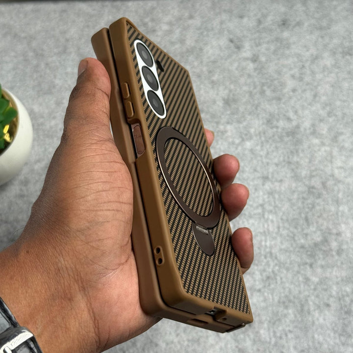 FRATO Fold 6 Collection Samsung Galaxy Z fold 6 Premium Carbon Fiber Texture MagSafe Magnetic Stand Case Cover