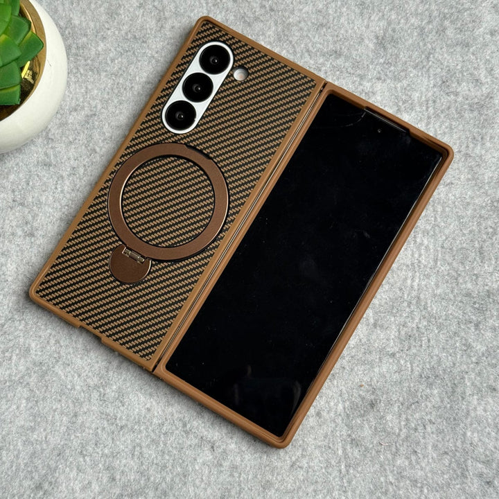 FRATO Fold 6 Collection Samsung Galaxy Z fold 6 Premium Carbon Fiber Texture MagSafe Magnetic Stand Case Cover